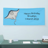 Happy stingray fish cartoon illustration banner (Messe)