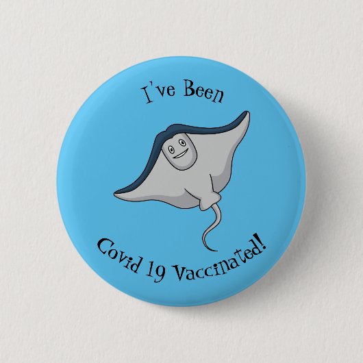 Happy stingray fish cartoon illustration button (Vorderseite)