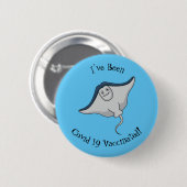 Happy stingray fish cartoon illustration button (Vorne & Hinten)