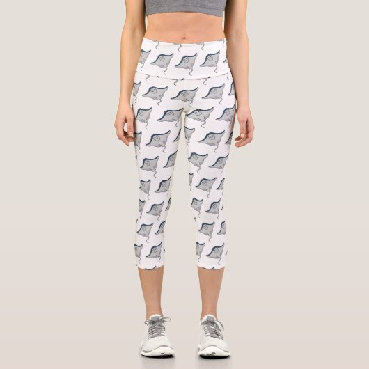 Happy stingray fish cartoon illustration capri leggings (Vorderseite)