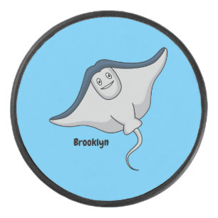 Happy stingray fish cartoon illustration eishockey puck