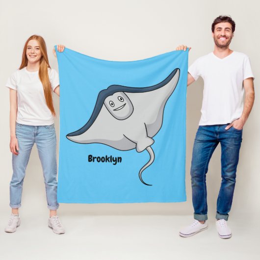 Happy stingray fish cartoon illustration fleecedecke (Beispiel)