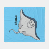 Happy stingray fish cartoon illustration fleecedecke (Vorderseite (Horizontal))