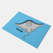 Happy stingray fish cartoon illustration fußmatte (Schrägansicht)