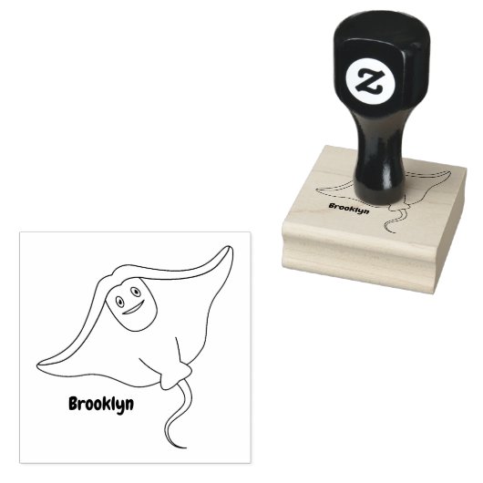 Happy stingray fish cartoon illustration gummistempel (Stempel)