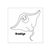 Happy stingray fish cartoon illustration gummistempel (Prägung)