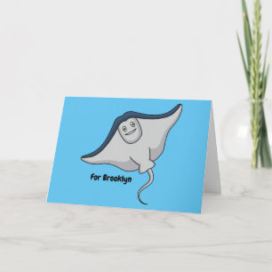 Happy stingray fish cartoon illustration karte