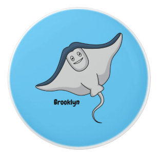 Happy stingray fish cartoon illustration keramikknauf