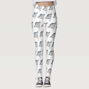 Happy stingray fish cartoon illustration leggings