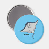 Happy stingray fish cartoon illustration magnet (Vorderseite/Rückseite)