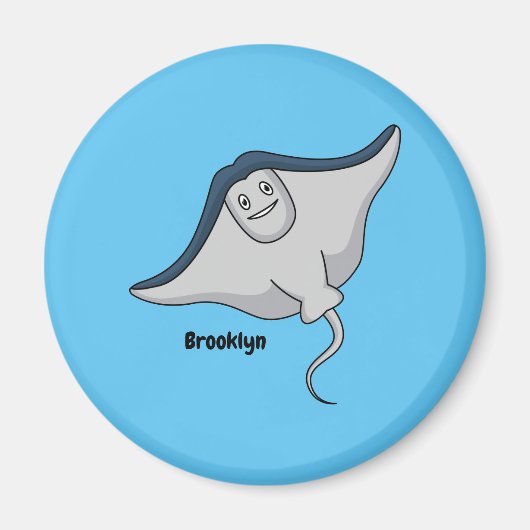 Happy stingray fish cartoon illustration magnet (Vorne)
