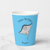 Happy stingray fish cartoon illustration pappbecher (Rückseite)