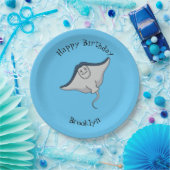 Happy stingray fish cartoon illustration pappteller (Party)