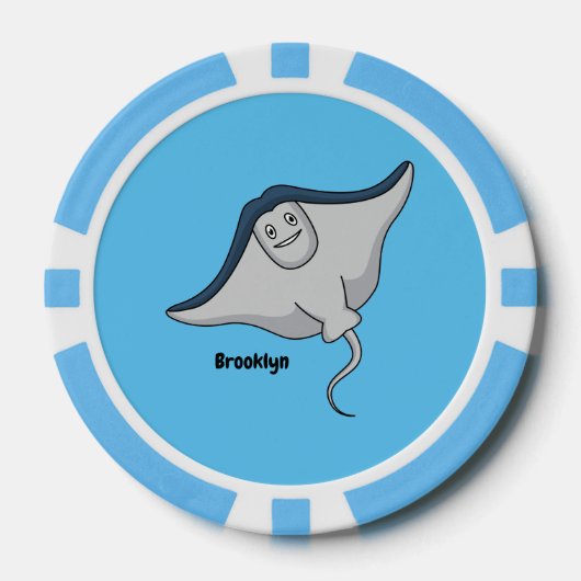 Happy stingray fish cartoon illustration pokerchips (Vorderseite)