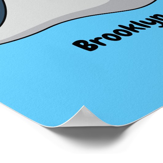 Happy stingray fish cartoon illustration poster (Ecke)