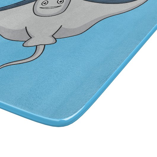 Happy stingray fish cartoon illustration schneidebrett (Ecke)