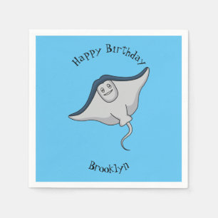 Happy stingray fish cartoon illustration serviette