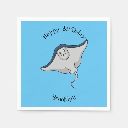 Happy stingray fish cartoon illustration serviette (Vorderseite)
