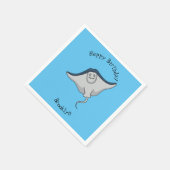 Happy stingray fish cartoon illustration serviette (Ecke)