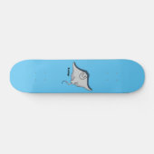 Happy stingray fish cartoon illustration skateboard (Horizontal)