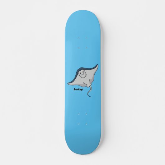 Happy stingray fish cartoon illustration skateboard (Vorne)