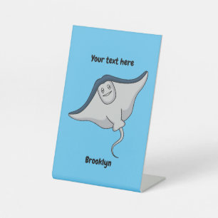 Happy stingray fish cartoon illustration sockelschild