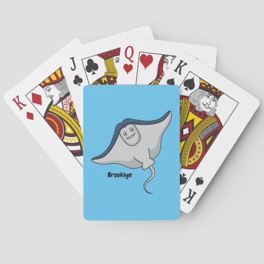 Happy stingray fish cartoon illustration spielkarten (Rückseite)