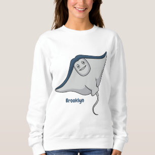 Happy stingray fish cartoon illustration sweatshirt