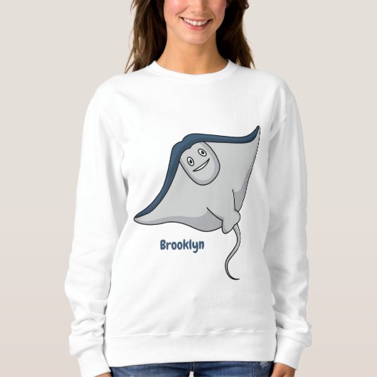 Happy stingray fish cartoon illustration sweatshirt (Vorderseite)