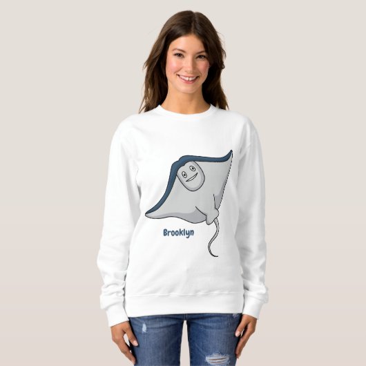 Happy stingray fish cartoon illustration sweatshirt (Vorne ganz)