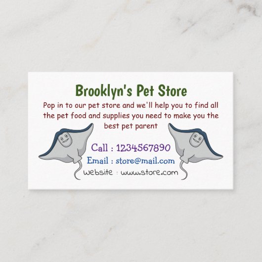 Happy stingray fish cartoon illustration visitenkarte (Vorderseite)