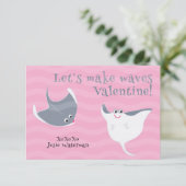 Happy Stingray Kid's Valentine Day Card Dankeskarte (Stehend Vorderseite)