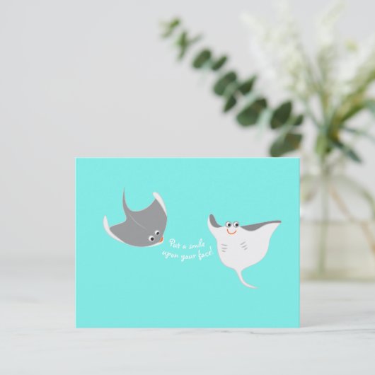 Happy Stingray Postkarte (Stehend Vorderseite)