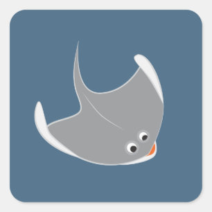 Happy Stingray Quadratischer Aufkleber