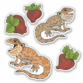 Happy Strawberry Barted Dragons Sticker