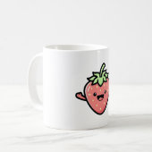 Happy Strawberry – Cute Kawaii Illustration Kaffeetasse (Vorderseite Links)