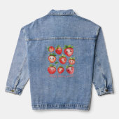 Happy Strawberry Denim Jacket für Frauen Jeansjacke (Rückseite)