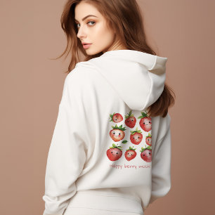 Happy Strawberry Hoodie Women   Niedlich Hoodie