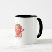 Happy Strawberry Toast Cartoon Tasse (VorderseiteRechts)