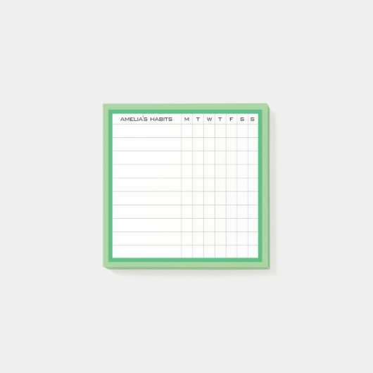 Happy Stripe Collection Habit Tracker in Green Post-it Klebezettel (Vorderseite)