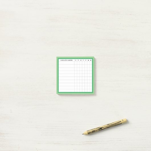 Happy Stripe Collection Habit Tracker in Green Post-it Klebezettel (Auf Schreibtisch)