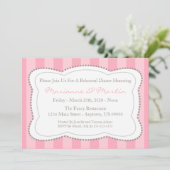 Happy Stripes Probe Dinner Einladung (Rosa) (Stehend Vorderseite)