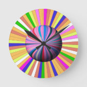 Happy Stripes with Center Sphere Runde Wanduhr (Vorderseite)