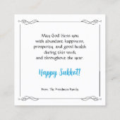 Happy Sukkot Custom Message Telefonnummerkarte (Rückseite)