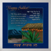 Happy Sukkot Hebrew English Bible Verse Sukkah Art Poster (Vorne)