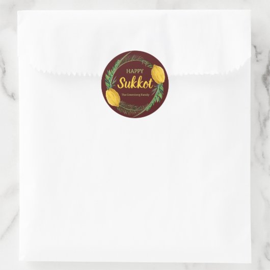 Happy Sukkot Lulav Red Stickers (Tasche)