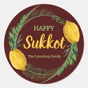 Happy Sukkot Lulav Red Stickers