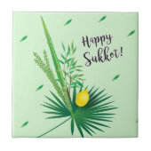Happy Sukkot Lulav und Etrog Wasserfarbmuster Fliese (Vorderseite)