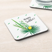 Happy Sukkot Lulav und Etrog Wasserfarbmuster Getränkeuntersetzer (Linke Seite)