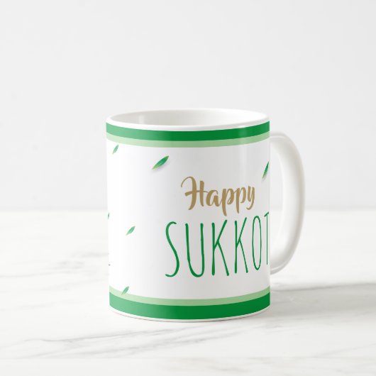 Happy Sukkot Lulav und Etrog Wasserfarbmuster Kaffeetasse (VorderseiteRechts)